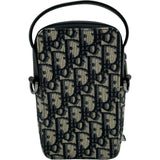 クリスチャン・ディオール Christian Dior オブリークライダーマイクロポーチ ネイビー シルバー金具 ジャガード/レザー レディース ショルダーバッグ
