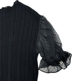 Rene チュールパフスリーブ切替半袖ニットシャツ 6222541 ブラック アセテート レディース 半袖シャツ