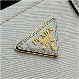 プラダ PRADA ドゥーブルミディアムバッグ 1BG887 ホワイト/ブラック ゴールド金具 サフィアーノ レディース ショルダーバッグ