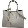 プラダ PRADA ドゥーブルミディアムバッグ 1BG887 ホワイト/ブラック ゴールド金具 サフィアーノ レディース ショルダーバッグ