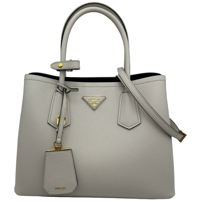 プラダ PRADA ドゥーブルミディアムバッグ 1BG887 ホワイト/ブラック