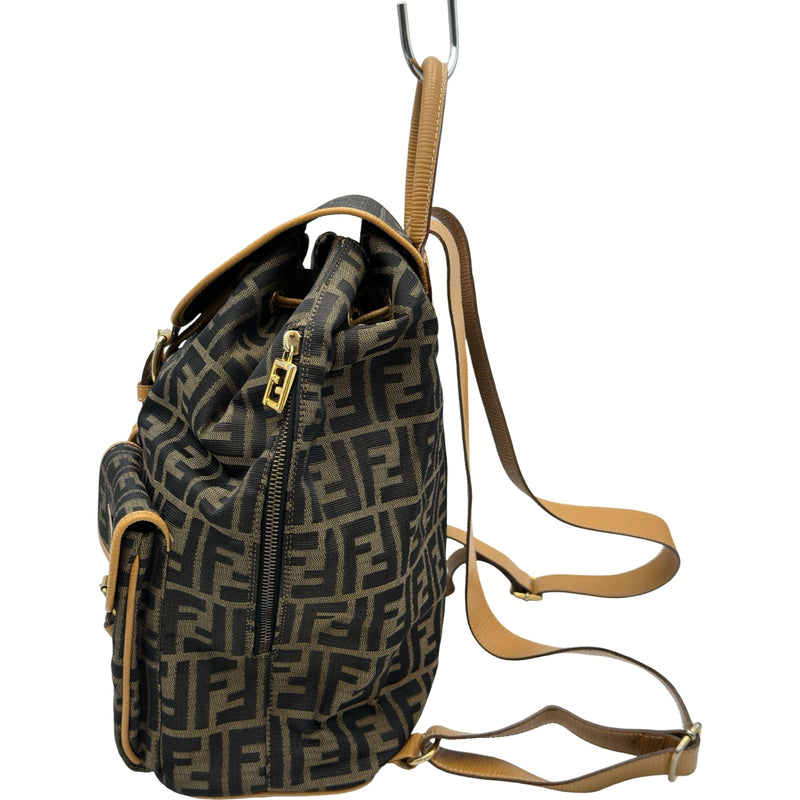 フェンディ FENDI ズッカ柄バックパック ベージュ/ブラウン ゴールド