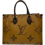 ルイ・ヴィトン LOUIS VUITTON オンザゴーMM M45321 ブラウン モノグラム・ジャイアントリバース レディース トートバッグ