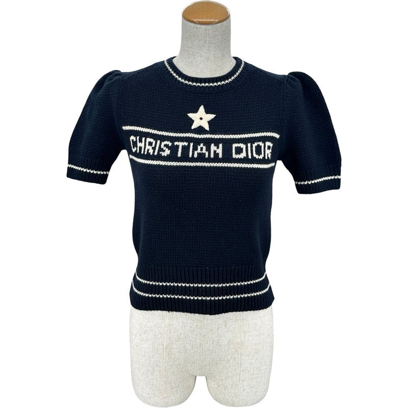 クリスチャン・ディオール Christian Dior ロゴ半袖ニットセーター
