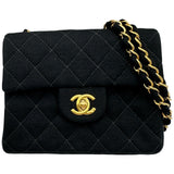 シャネル CHANEL ミニマトラッセ A01115 6番台 ブラック ゴールド金具 コットンジャージー レディース ショルダーバッグ