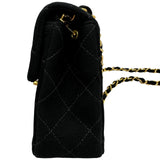 シャネル CHANEL ミニマトラッセ A01115 6番台 ブラック ゴールド金具 コットンジャージー レディース ショルダーバッグ
