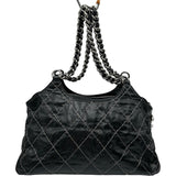 シャネル CHANEL ワイルドステッチココマークワンショルダー 13番台 ブラック シルバー金具 カーフ レディース ショルダーバッグ