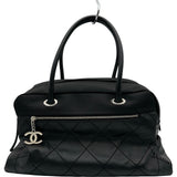 シャネル CHANEL パリビアリッツボストンバッグ 12番台 ブラック シルバー金具 コーティングキャンバス レディース ボストンバッグ