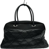 シャネル CHANEL パリビアリッツボストンバッグ 12番台 ブラック シルバー金具 コーティングキャンバス レディース ボストンバッグ