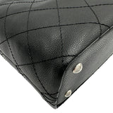 シャネル CHANEL オンザロードワイルドステッチトートバッグ A92211 20番台 ブラック シルバー金具 キャビアスキン/カーフスキン レディース トートバッグ