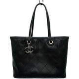 シャネル CHANEL オンザロードワイルドステッチトートバッグ A92211 20番台 ブラック シルバー金具 キャビアスキン/カーフスキン レディース トートバッグ