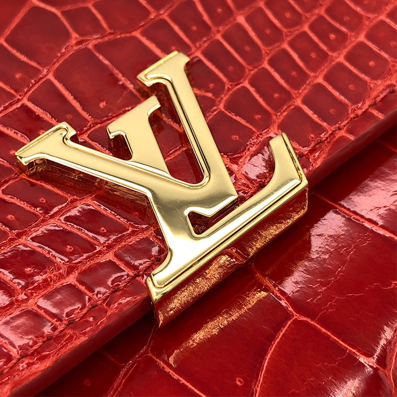 ルイ・ヴィトン LOUIS VUITTON ポルトフォイユ・カプシーヌコンパクト レッド ゴールド金具 クロコダイル レディース 三つ折り財 |  中古ブランドリユースショップ OKURA(おお蔵)