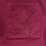 エルメス HERMES シェーヌダンクル刺繍半袖ワンピース ボルドー コットン レディース ワンピース
