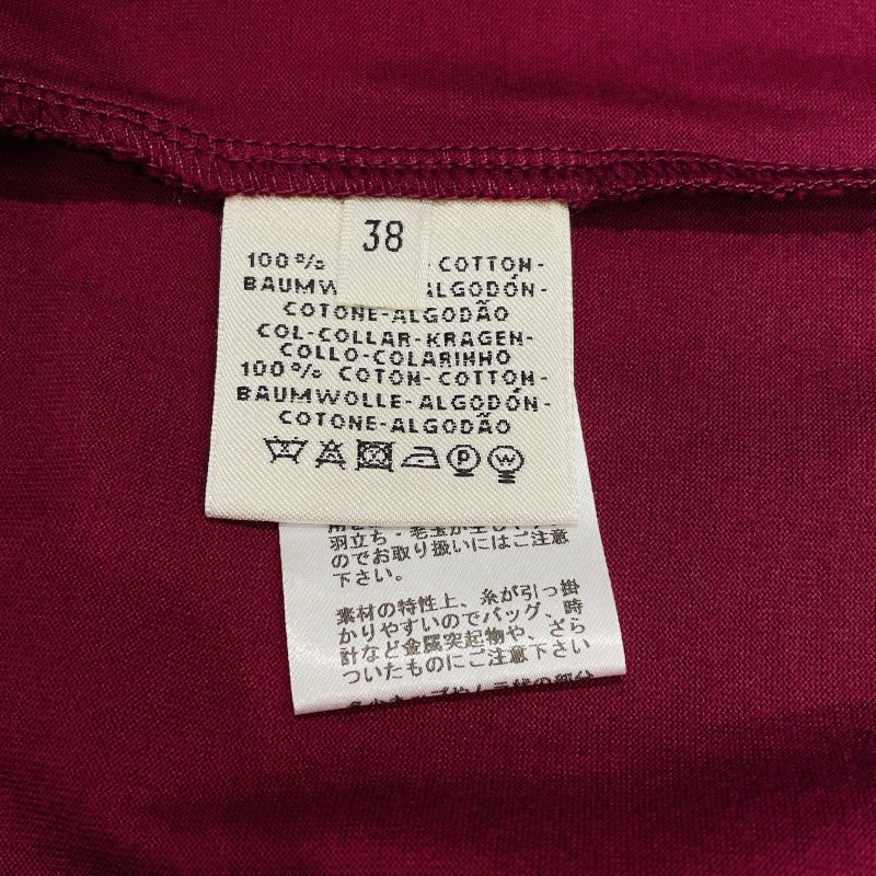 エルメス HERMES シェーヌダンクル刺繍半袖ワンピース ボルドー コットン レディース ワンピース