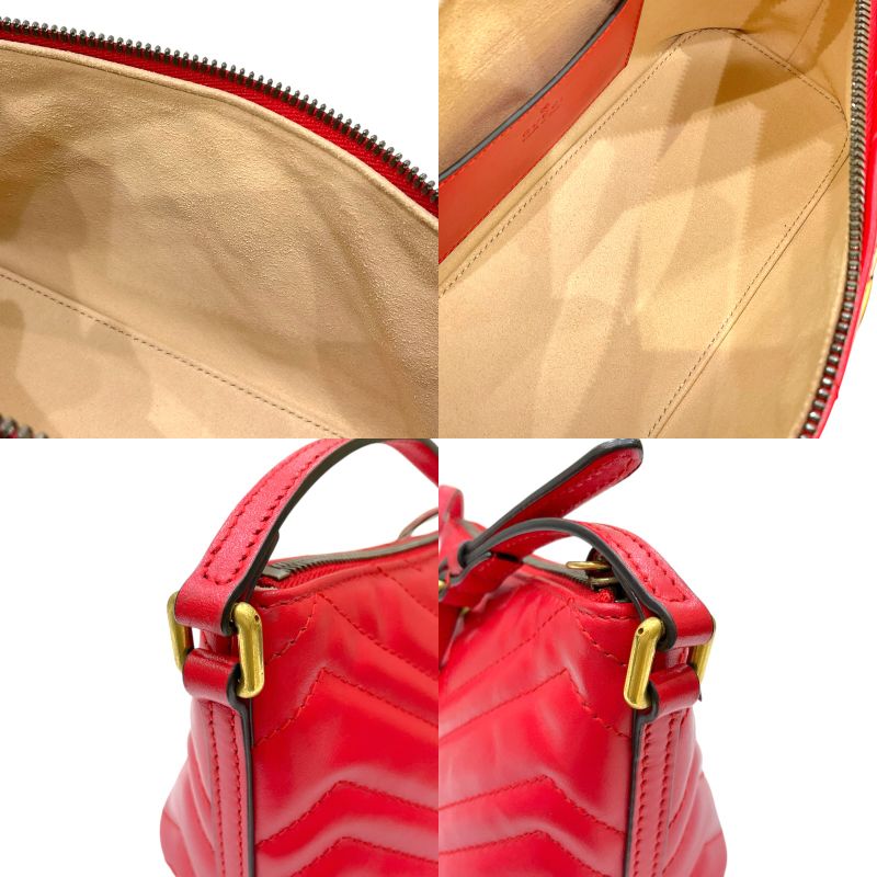 グッチ GUCCI GGマーモント ハンドバッグ 739166 レッド レザー