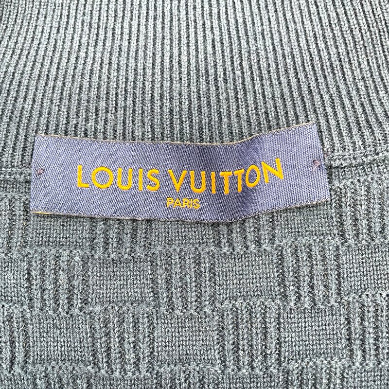 ルイ・ヴィトン LOUIS VUITTON ダミエジャガードジップアップカーディガン ネイビー ウール メンズ カーディガン
