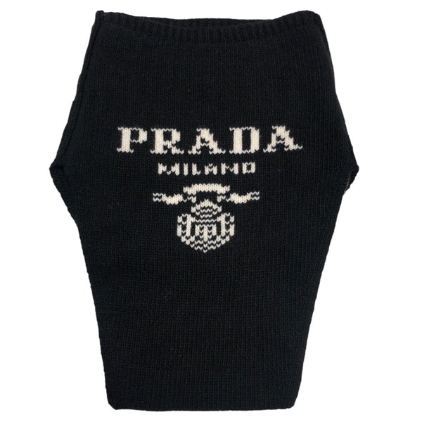 プラダ PRADA ロゴニットネックウォーマー UMS393 ブラック ウール/カシミア メンズ ネックウォーマー