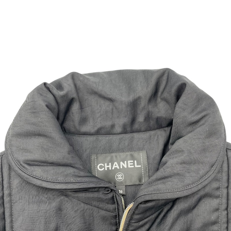 シャネル CHANEL ラインストーンロゴ装飾パファージャケット P64940 ブラック ポリアミド レディース その他アウター