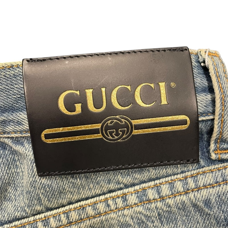 グッチ GUCCI エコブリーチドリップドオーガニックデニムパンツ ブルー デニム レディース デニムパンツ