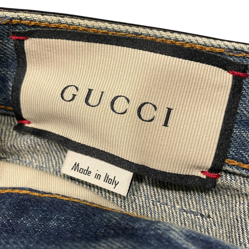 グッチ GUCCI エコブリーチドリップドオーガニックデニムパンツ ブルー デニム レディース デニムパンツ