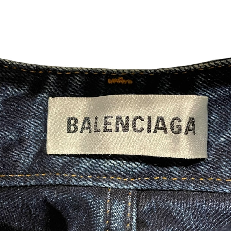 バレンシアガ BALENCIAGA フェード加工ワイドデニムパンツ インディゴ コットン レディース デニムパンツ