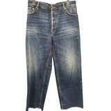 バレンシアガ BALENCIAGA フェード加工ワイドデニムパンツ インディゴ コットン レディース デニムパンツ