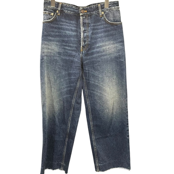 バレンシアガ BALENCIAGA フェード加工ワイドデニムパンツ インディゴ コットン レディース デニムパンツ