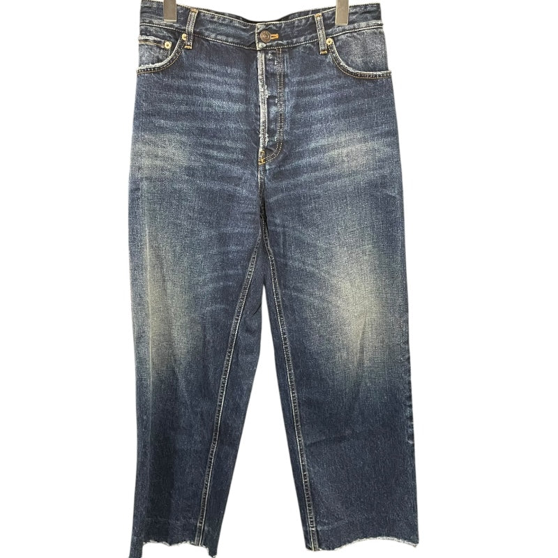 バレンシアガ BALENCIAGA フェード加工ワイドデニムパンツ インディゴ コットン レディース デニムパンツ