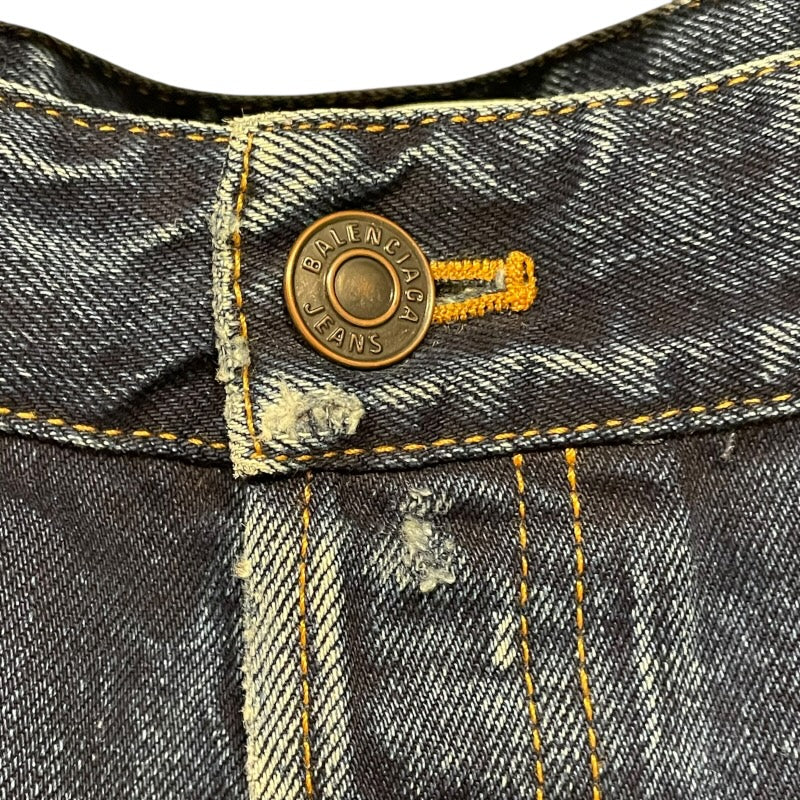 バレンシアガ BALENCIAGA フェード加工ワイドデニムパンツ インディゴ コットン レディース デニムパンツ