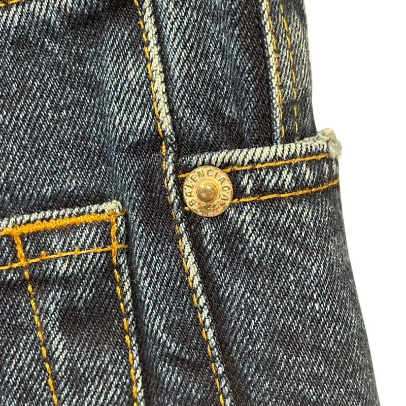 バレンシアガ BALENCIAGA フェード加工ワイドデニムパンツ インディゴ コットン レディース デニムパンツ