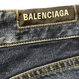 バレンシアガ BALENCIAGA フェード加工ワイドデニムパンツ インディゴ コットン レディース デニムパンツ