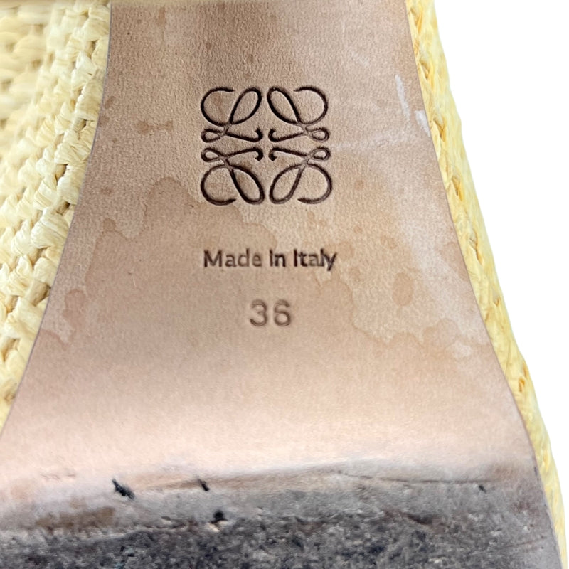 ロエベ LOEWE ストローサンダル 36 ベージュ ストロー レディース サンダル
