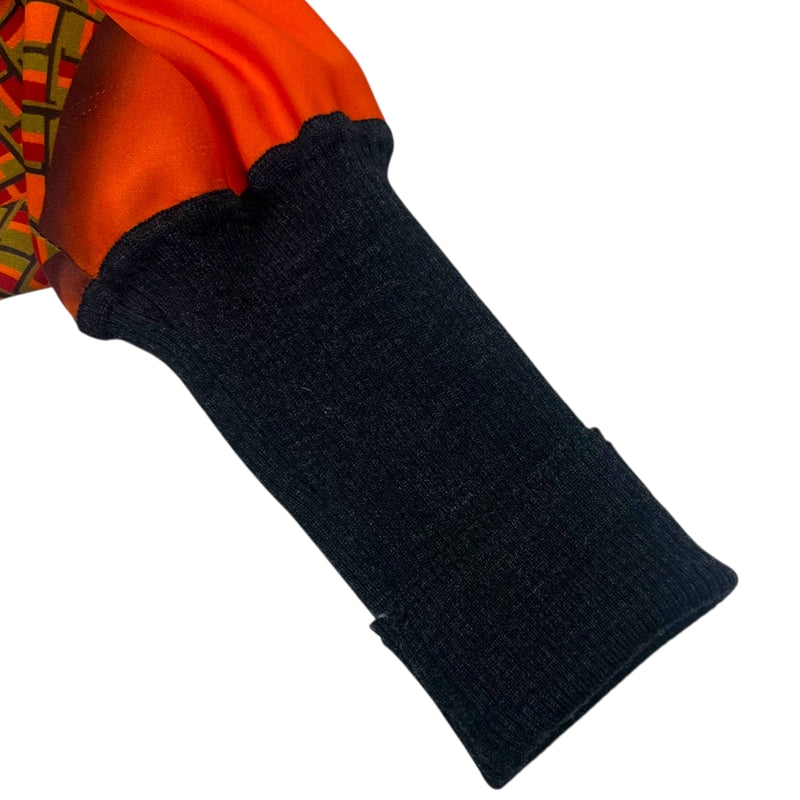 エルメス HERMES 総柄シルクトップス 38 オレンジ シルク/ウール レディース ブラウス