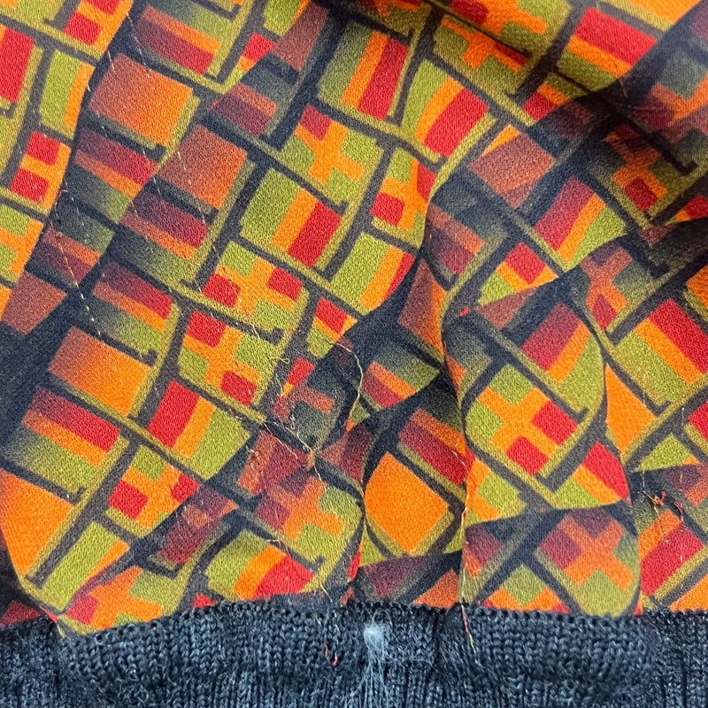 エルメス HERMES 総柄シルクトップス 38 オレンジ シルク/ウール