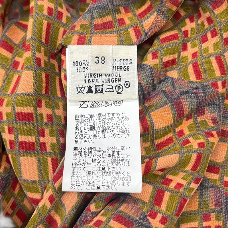 エルメス HERMES 総柄シルクトップス 38 オレンジ シルク/ウール レディース ブラウス