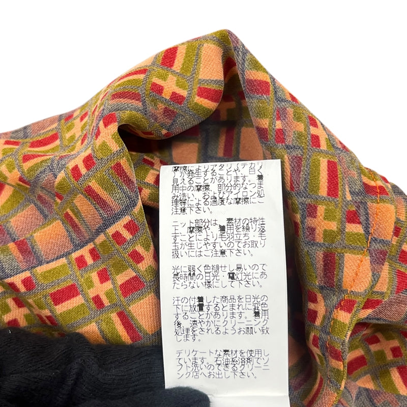 エルメス HERMES 総柄シルクトップス 38 オレンジ シルク/ウール