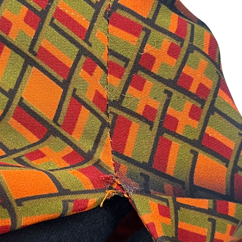 エルメス HERMES 総柄シルクトップス 38 オレンジ シルク/ウール レディース ブラウス