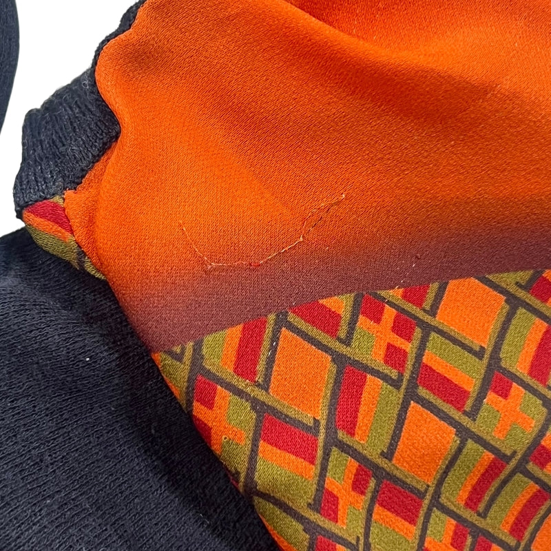 エルメス HERMES 総柄シルクトップス 38 オレンジ シルク/ウール レディース ブラウス