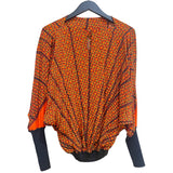 エルメス HERMES 総柄シルクトップス 38 オレンジ シルク/ウール レディース ブラウス