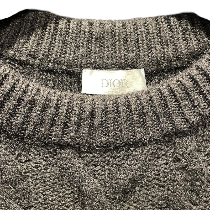 クリスチャン・ディオール Christian Dior CDロゴカシミヤケーブルニットセーター 213M656AT183 ブラック カシミヤ メンズ ニット