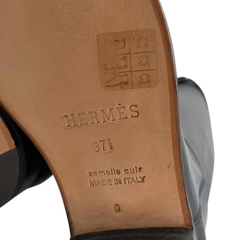 エルメス HERMES ジャンピング ケリー金具 レザーロングブーツ ブラック シルバー金具 レザー レディース ブーツ