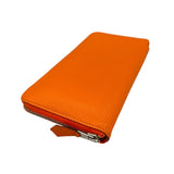 エルメス HERMES アザップロング □O刻 オレンジ×シルバー金具 シェーブル ユニセックス 長財布