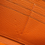 エルメス HERMES アザップロング □O刻 オレンジ×シルバー金具 シェーブル ユニセックス 長財布