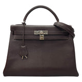 エルメス HERMES ケリー32 □F刻印　(2002年製) ショコラ　シルバー金具 シェーブル レディース ハンドバッグ