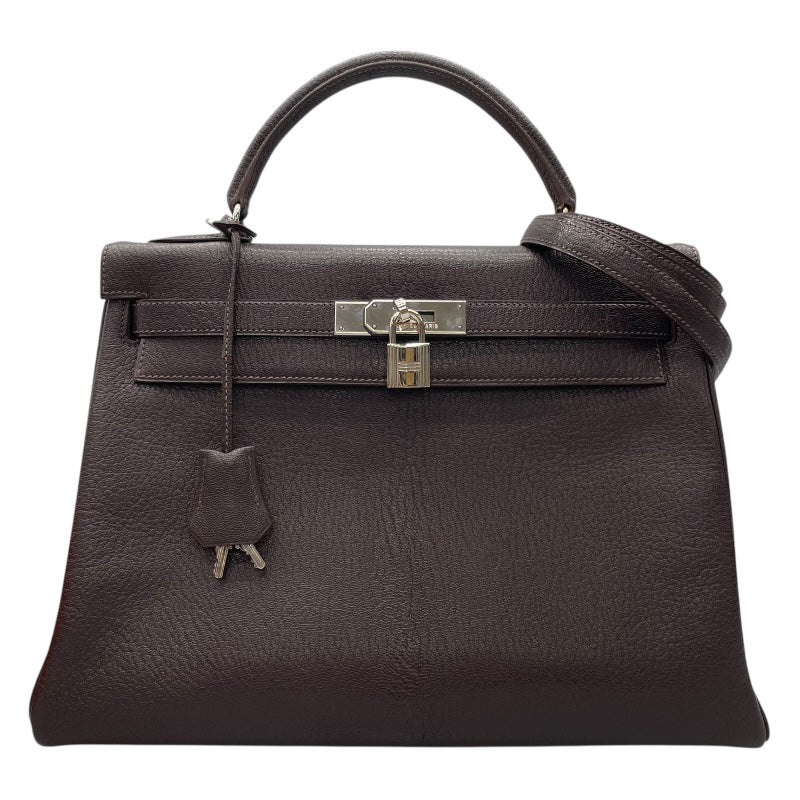 エルメス HERMES ケリー32 □F刻印　(2002年製) ショコラ　シルバー金具 シェーブル レディース ハンドバッグ