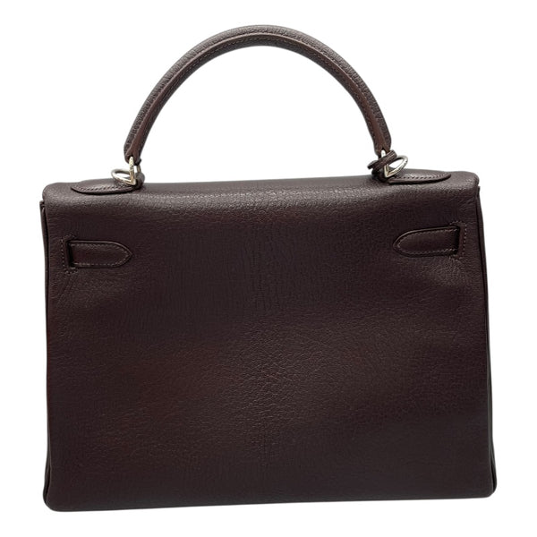 エルメス HERMES ケリー32 □F刻印　(2002年製) ショコラ　シルバー金具 シェーブル レディース ハンドバッグ
