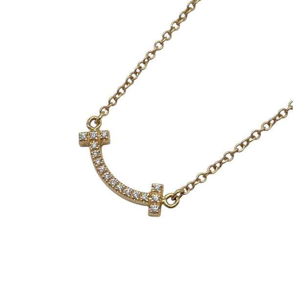 ティファニー TIFFANY＆CO Tスマイル ダイヤネックレスミニ ピンクゴールド Au750 ダイヤモンド ジュエリー