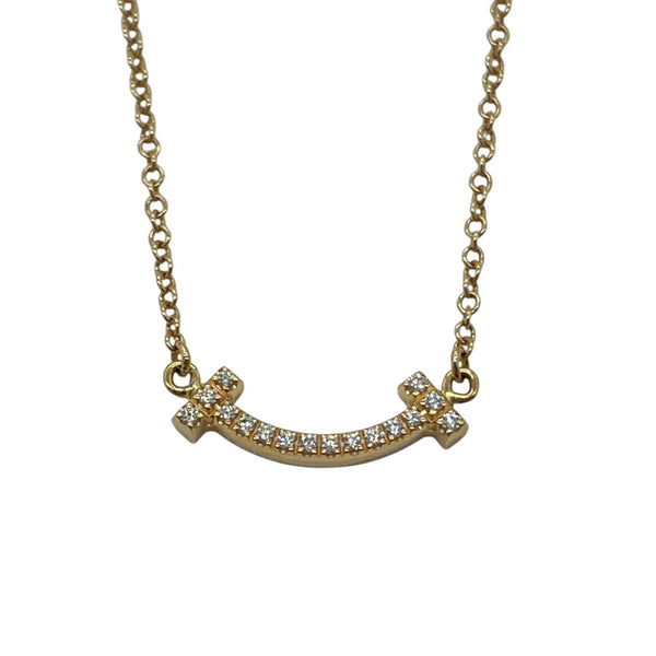 ティファニー TIFFANY＆CO Tスマイル ダイヤネックレスミニ ピンクゴールド Au750 ダイヤモンド ジュエリー