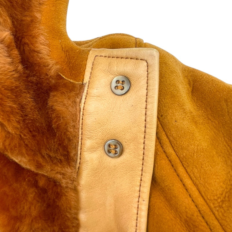 ロエベ LOEWE ムートンファーコート ブラウン レザー レディース その他アウター