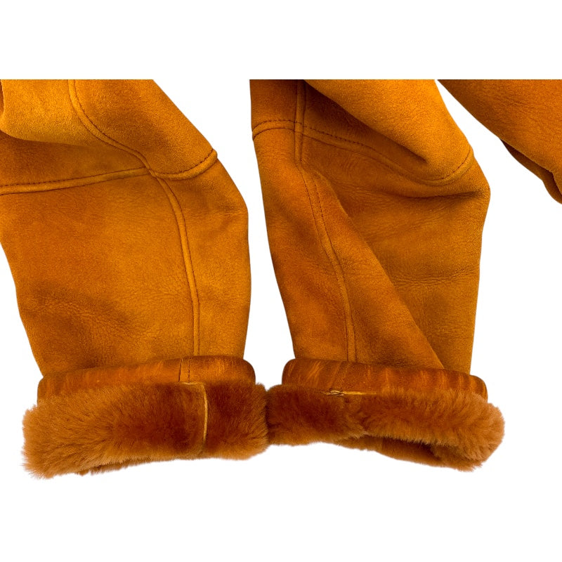 ロエベ LOEWE ムートンファーコート ブラウン レザー レディース その他アウター